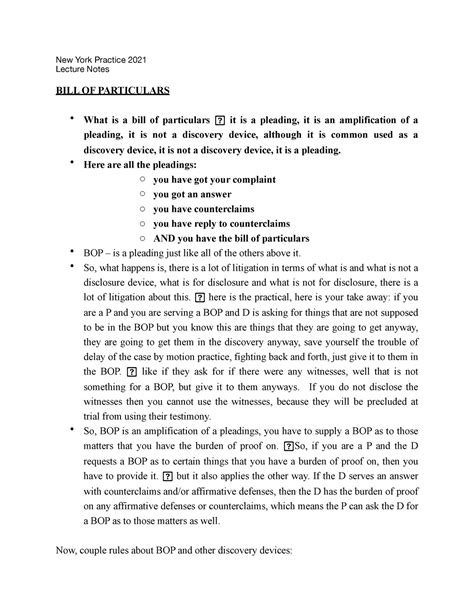 Motion for a bill of particulars - hollywoodlity