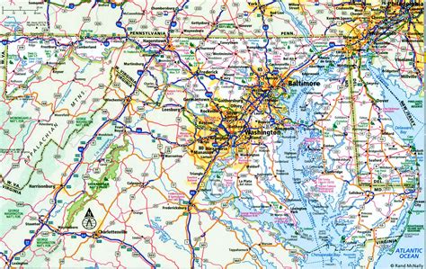 Detailed map of the interstate highways of Maryland and Delaware I-68 ...