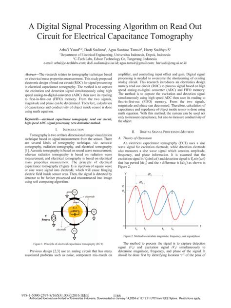 A Digital Signal Processing Algorithm On Read Out Circuit For Electrical Capacitance Tomography ...