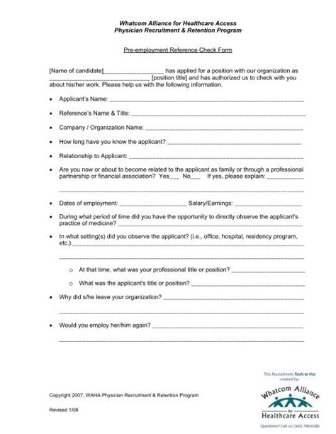 Image result for Pre Employment Reference Check Form