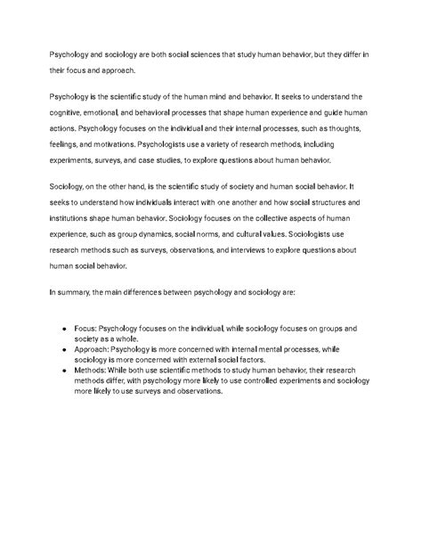 Psychology vs sociology - Psychology and sociology are both social ...