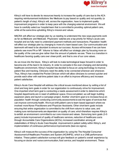 Acute Care Hospital Strategic Plan | DOCX