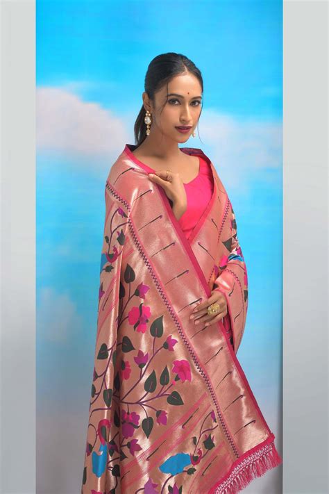 Pink Color Banarasi Silk Paithani Saree – Mohi fashion
