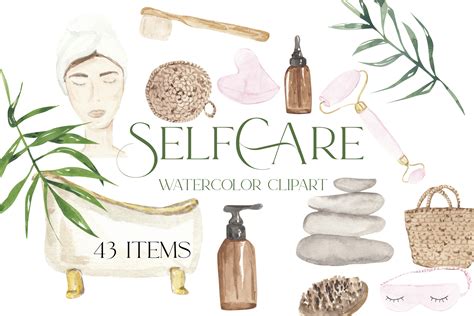 Spa Day Watercolor Clipart, Self Care Graphic by GingerNatyArt ...