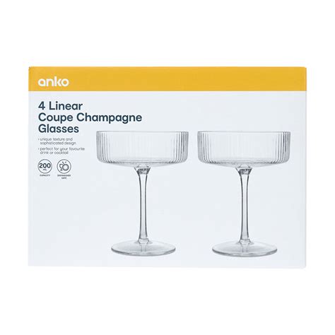 4 Linear Coupe Champagne Glasses - Kmart