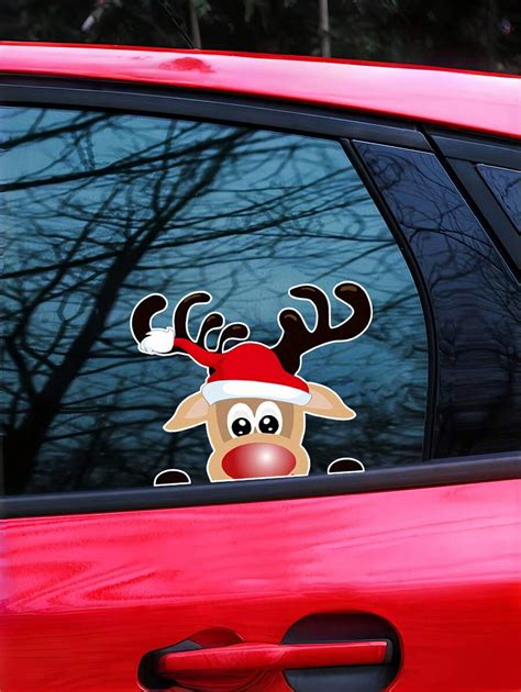 Christmas New Car Window Decal, Santa Claus & Reindeer Design Decor ...