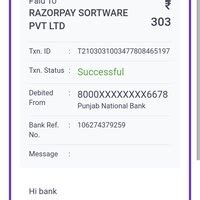 [Resolved] Razorpay — I have done a payment of Rs 303 while purchase ...