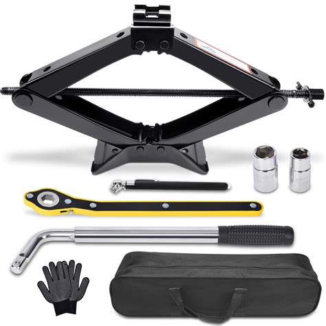 Car Jack Kit Scissor Jack for Car 3 Ton (6610 lbs) Tire Changing Kit with Lug Wrench Car ...