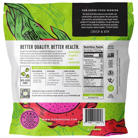 Pitaya Foods Natural Dragon Fruit Cubes - Pre-Packaged Frozen Fruit ...