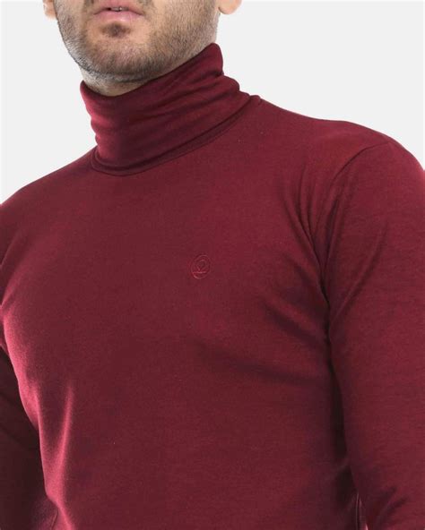 Buy Men's Maroon Turtle Neck T-shirt for Men Maroon Online at Bewakoof
