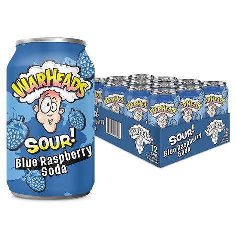 Warheads Sour Blue Raspberry Soda - 12oz Cans - Grandpa Joe's Candy Shop