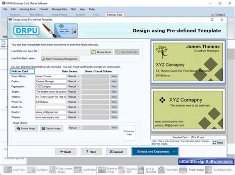 Business Card Design Software screenshots for how to create visiting cards