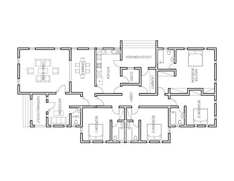 Outstanding 4-Bedroom Bungalow Floor Plan Sample