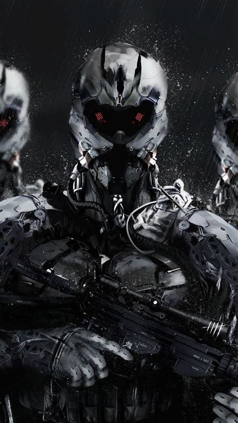 Download wallpaper 1080x1920 cyborgs, soldiers, rifles, weapons, art ...