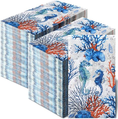 Amazon.com: Moinchore 200 Pieces Summer Guest Napkins 2 Ply Coastal ...