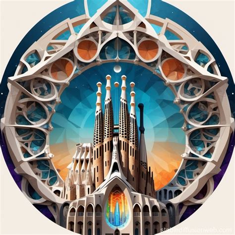 Futuristic Digital Sagrada Familia Logo | Stable Diffusion Online