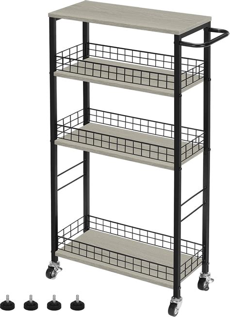 Amazon.com: YBING Slim Storage Cart 4 Tier Narrow Rolling Cart on ...