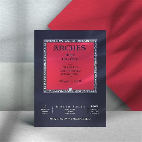 Arches Oil 300 GSM Cold Pressed White 23 x 31 cm Paper Pad, 12 Sheets ...