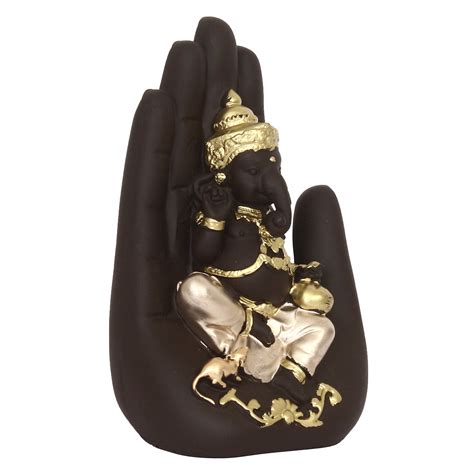 Golden Ganesh Murti | Golden Palm Ganesha Idol Online - eCraftIndia Online