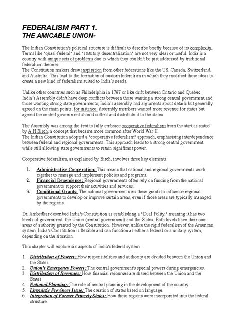 Federalism part 1st, 2nd and 3rd - FEDERALISM PART 1. THE AMICABLE ...