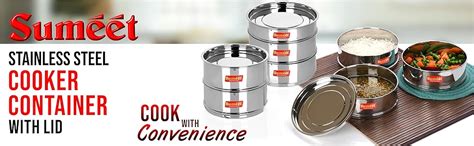 Buy Sumeet Stainless Steel Deep Stackable ContainerSeparator with Lid ...