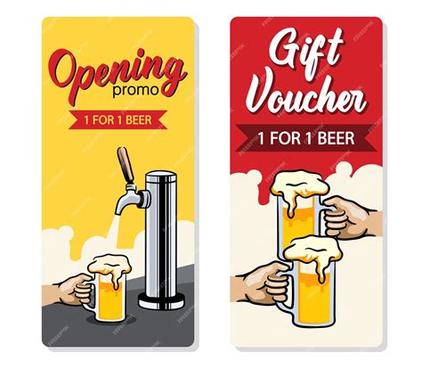 Promo design of free beer voucher. | Premium Vector