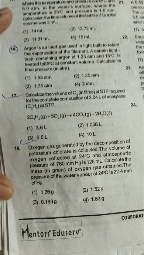 Calculate the volume of O2 (in litres) at STP required for the complete