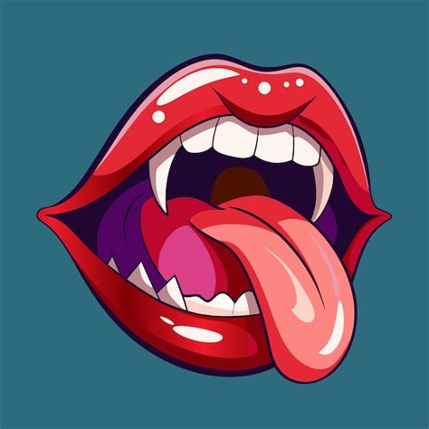 A drawing of a red lips with the wordtongueon it | Premium Vector