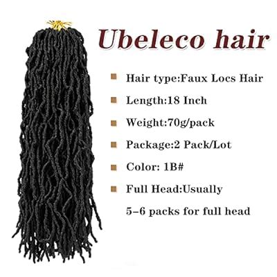 Buy Ubeleco 18 inch Faux Locs Crochet Hair,2 packs Extended Natural ...