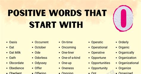 Positive Words that Start with O in English - English Study Online