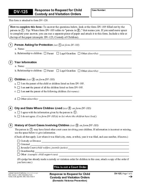 2023-2026 Form CA DV-125 - Blank Fillable Template | Fill Out, Print ...