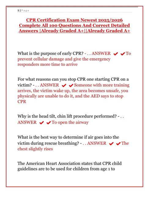 CPR Certification Exam 2025: Study Guide, Practice Questions & Answers ...
