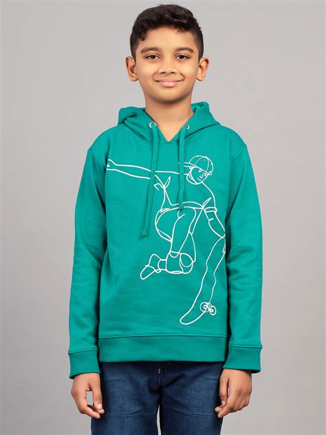 Zion Boys Hooded Sweatshirt with Skater Print Highlight-Green – ZION ...