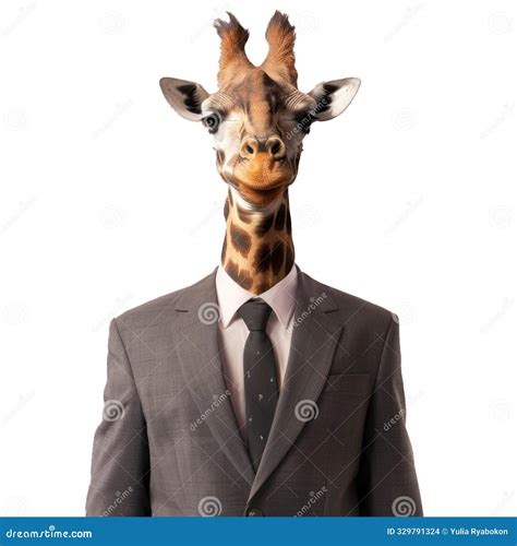 Giraffe Wearing Suit and Tie Standing on White Background Stock Photo ...