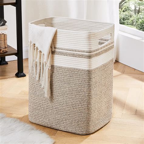 OIAHOMY Laundry Hamper-Laundry Basket,Tall Cotton Storage Basket with ...