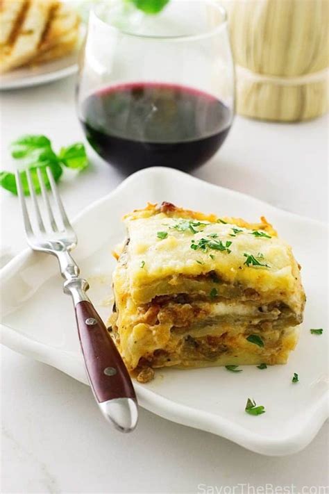 Eggplant Lasagna with Spicy Italian Sausage Meat Sauce  
