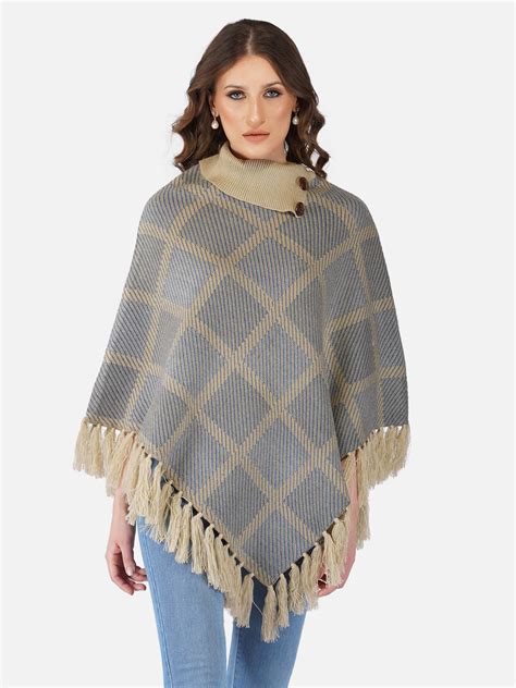 Beige Checked Poncho – Joe Hazel