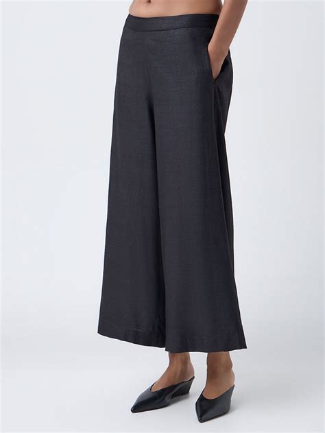 Buy Zuba Black Solid Palazzos from Westside