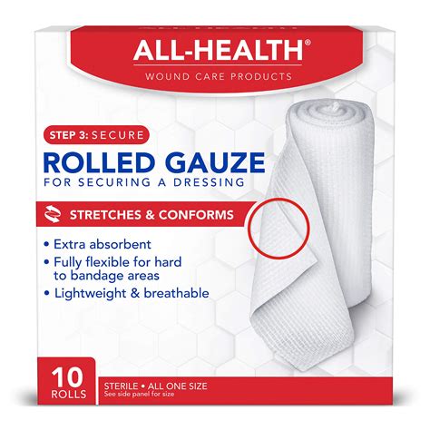 All Health Rolled Gauze Pads 3 X 2.5 Yds for Cleaning or Covering ...