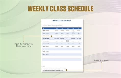 Image result for Weekly Class Schedule Template Excel