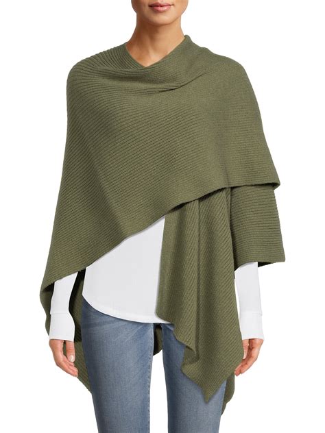 Buy Time And Tru Women's Ribbed Ruana Wrap Online at Lowest Price in ...