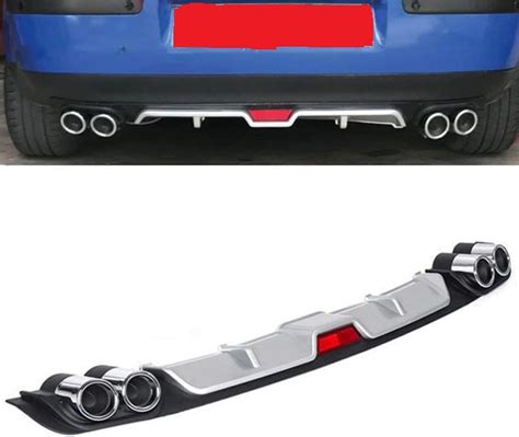 Universal Car Rear Bumper Lip Diffuser Spoiler 4 Holes Exhaust Pipe De ...