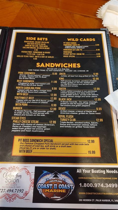 Menu at Pit Boss Bar-B-Q, New Port Richey