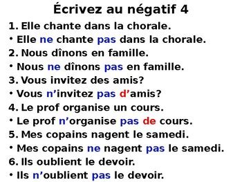 French Negative ne ... pas - Practice by Brita Buhrman | TPT