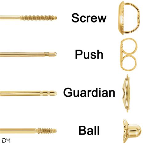 Types of Earring Backs: Comparing Push Backs, Screw Backs, Guardian (La ...