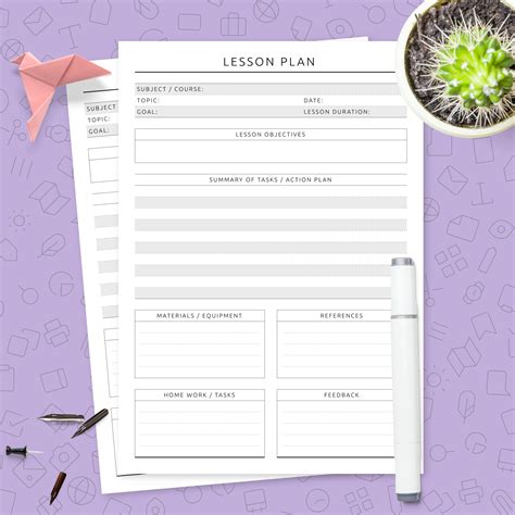 Teacher Lesson Plan Template (Original) Template - Printable PDF