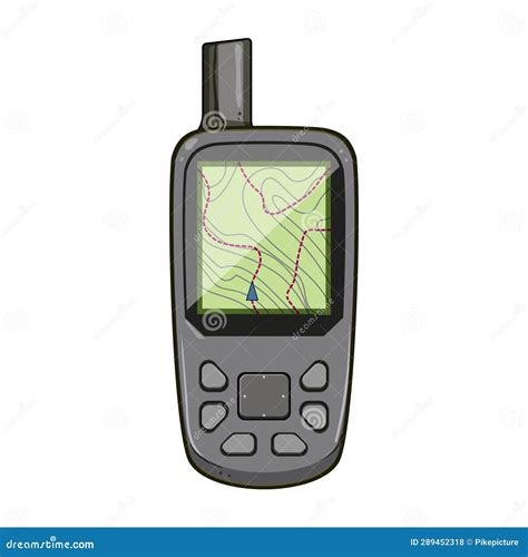 Geocaching Gps Device With Track To A Cross Cartoon Vector ...