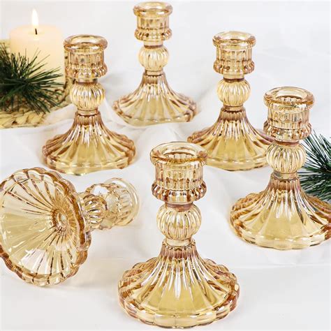 Simeitol Taper Candle Holder Set of 6, Gold Candle Holder & India | Ubuy
