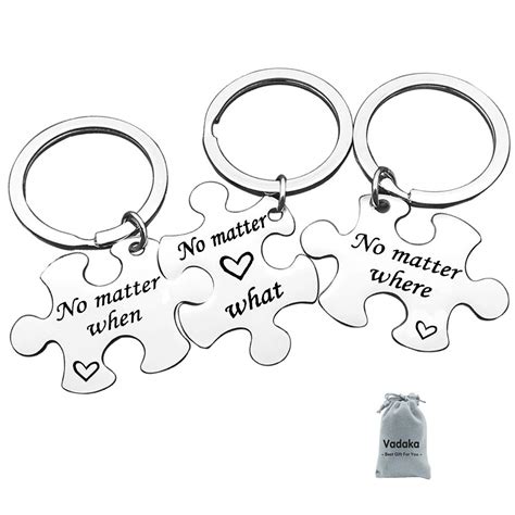 Best Friend Keychain Set No Matter Where What When Puzzle Keychain Set ...
