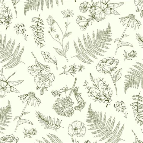Engraving hand drawn botanical pattern | Free Vector